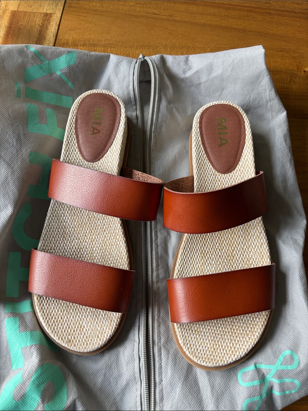 MIA Women's Double Strap Slide Sandals in Chestnut Brown
